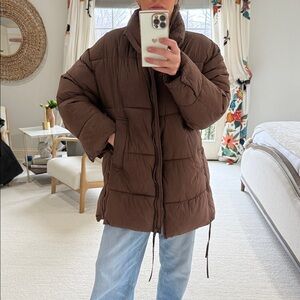 Zara Chocolate Brown Puffer Jacket